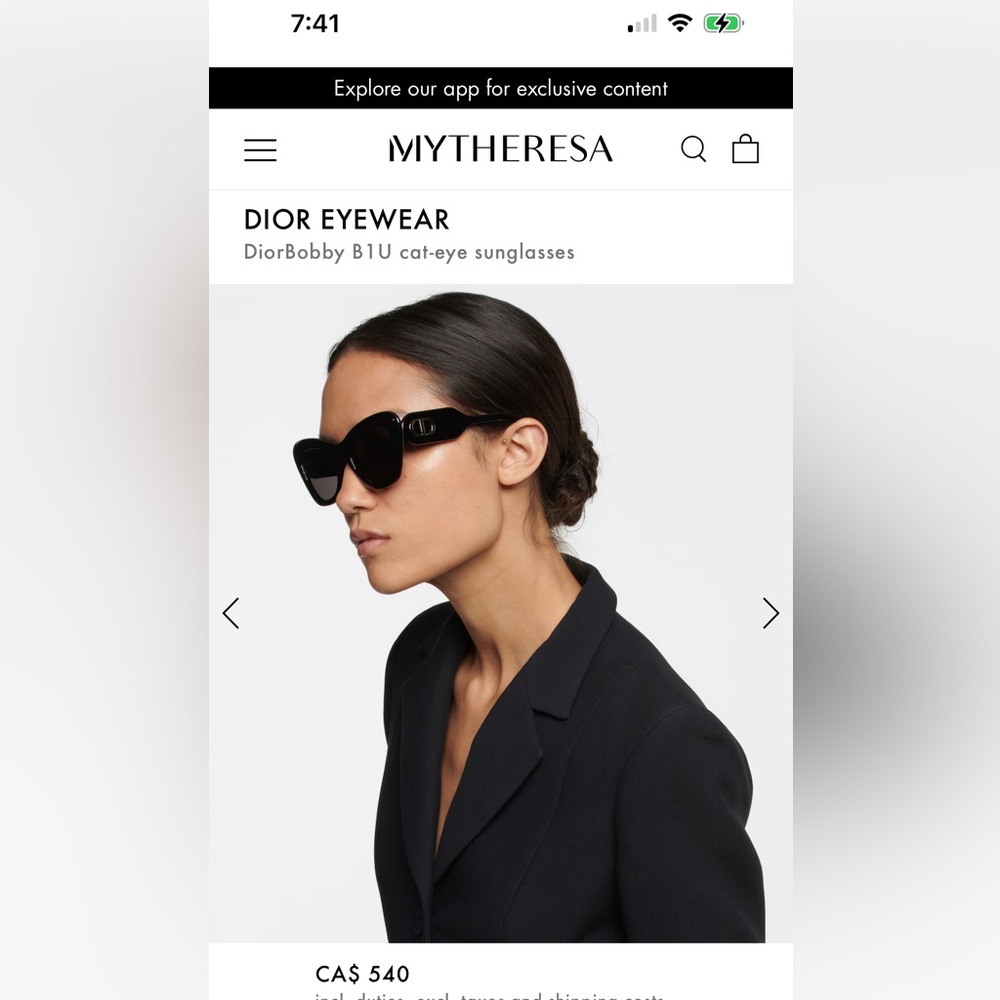 Dior Black Cat-Eye Sunglasses